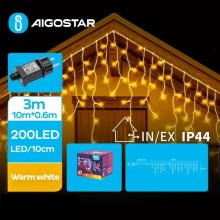 Aigostar - LED Venkovní vánoční řetěz 200xLED/8 funkcí 13x0,6m IP44 teplá bílá