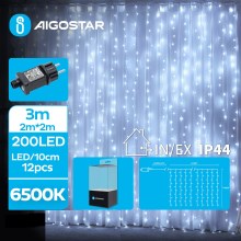 Aigostar - LED Venkovní vánoční řetěz 200xLED/8 funkcí 5x2m IP44 studená bílá