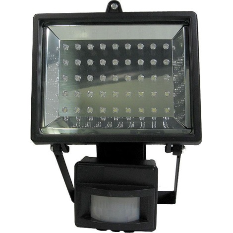 LED Reflektor s PIR čidlem T303 45xLED/3,5W/230V černý IP54