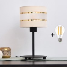 LED Stolní lampa HELEN 1xE27/60W/230V krémová/černá/zlatá