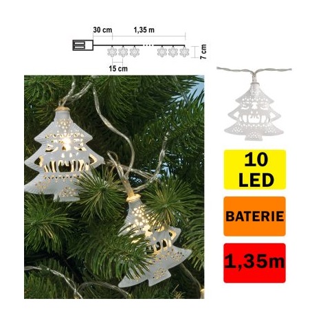 LED Vánoční řetěz stromeček 10xLED/2xAA