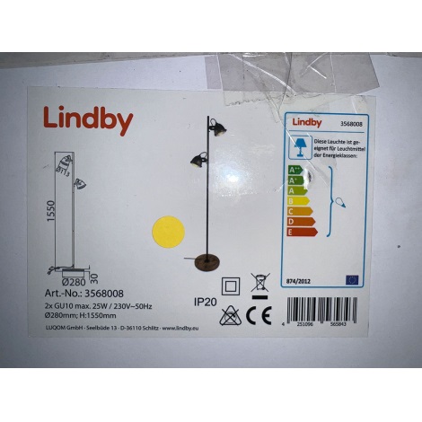 Lindby - Stojací lampa SHILA 2xGU10/25W/230V