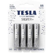 Tesla Batteries - 4 ks Alkalická baterie AA SILVER+ 1,5V
