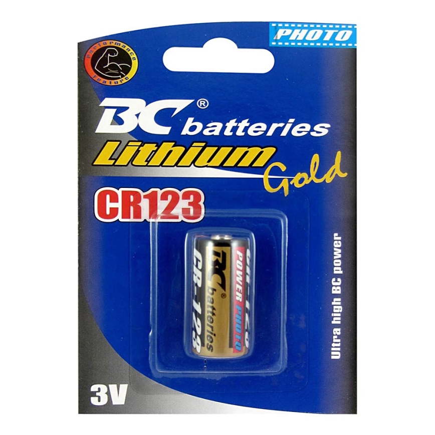 1 ks Lithiová baterie CR123 GOLD 3V