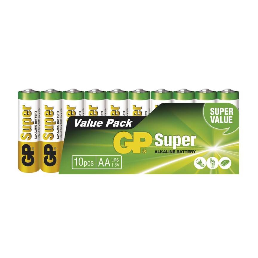 10 ks Alkalická baterie AA GP SUPER 1,5V