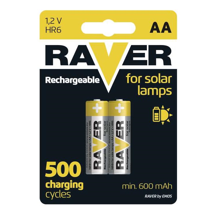 2 ks Nabíjecí baterie AA RAVER NiMH/1,2V/600 mAh