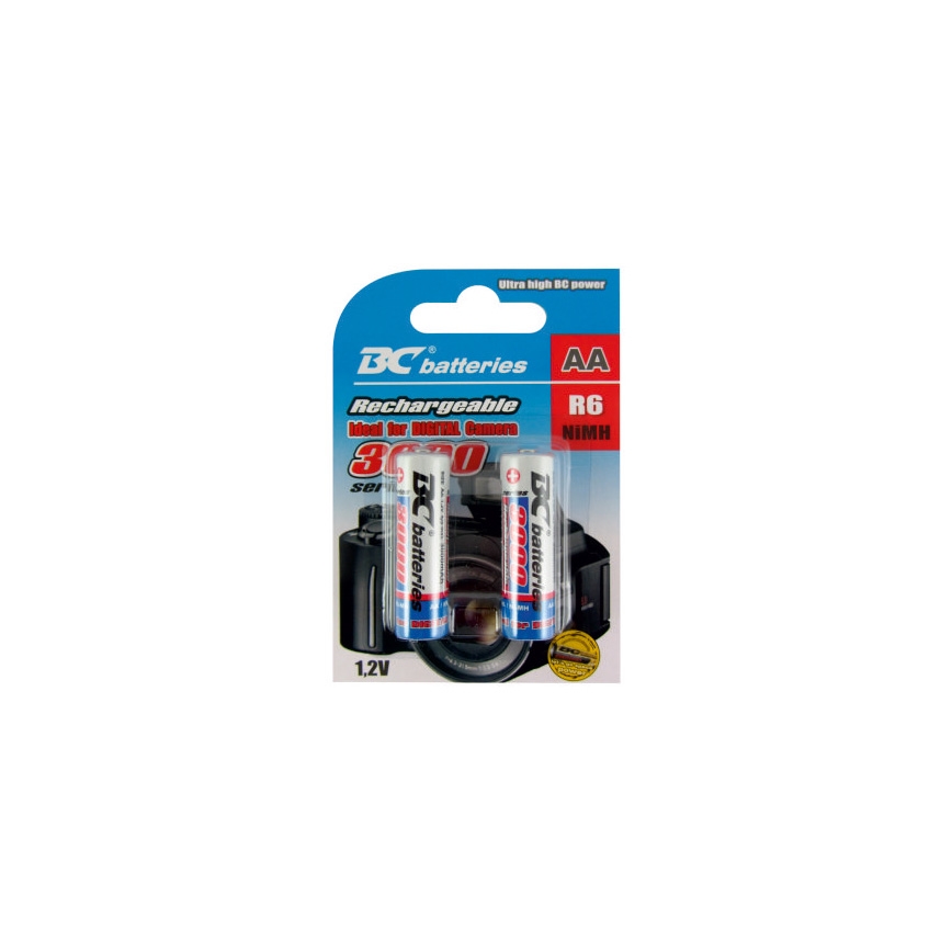 2 ks Nabíjecí baterie NiMH AA 3000 mAh 1,2V
