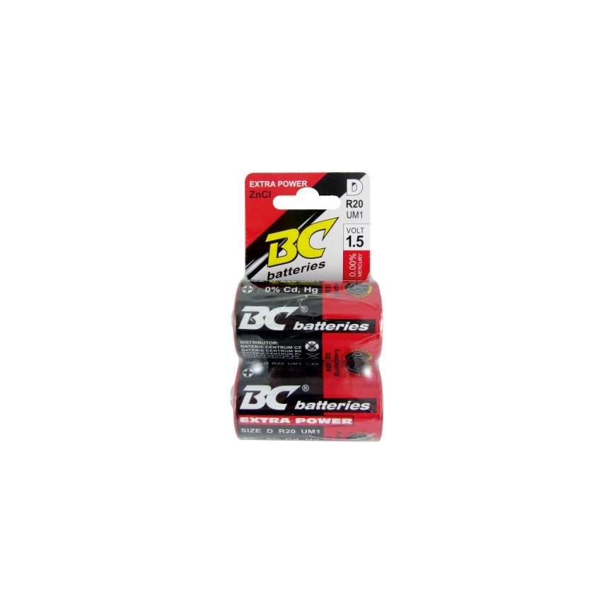 2 ks Zinkochloridová baterie EXTRA POWER D 1,5V