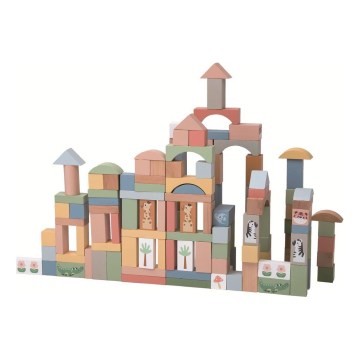 2Kids Toys - Dřevěné kostky Safari se zvířátky 120 ks
