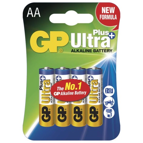 4 ks Alkalická baterie AA GP ULTRA PLUS 1,5V