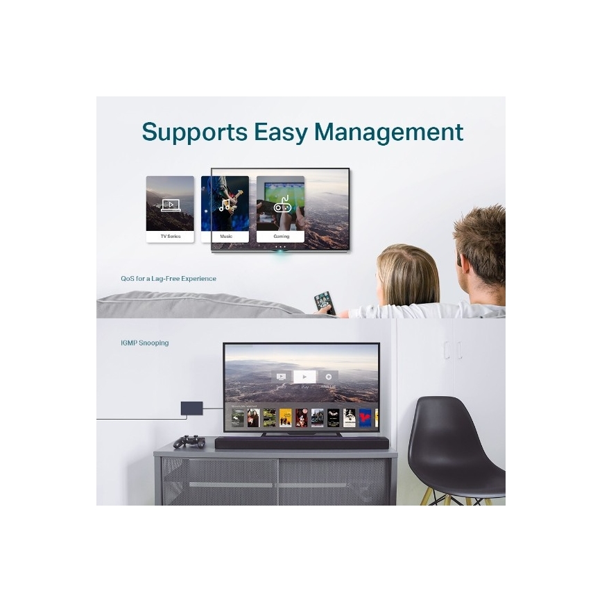 5portový gigabitový Easy Smart switch