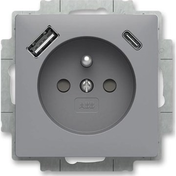ABB 5569T-A32357 241 - Zásuvka domovní bez rámečku ZONI 250V 1xUSB A+C šedá