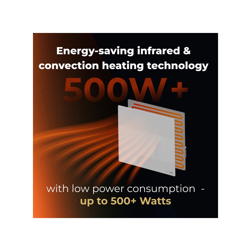 AENO - Chytrý elektrický infrapanel 500W časovač/termostat Wi-Fi bílá