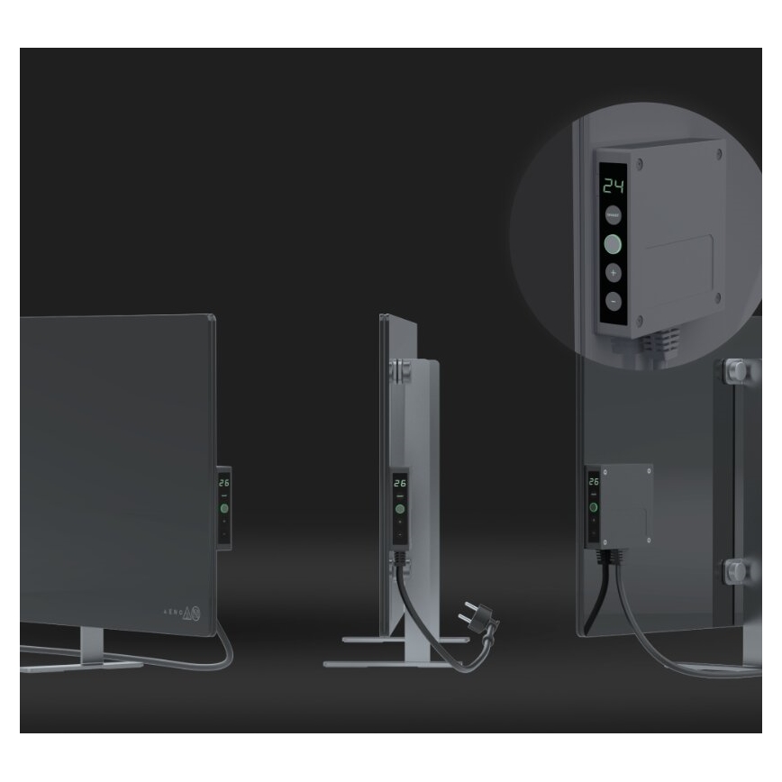AENO - Chytrý elektrický infrapanel s LED displejem 700W časovač/termostat IP44 Wi-fi šedá