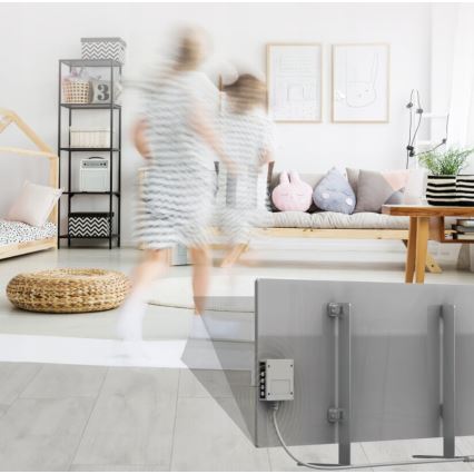 AENO - Chytrý elektrický infrapanel s LED displejem 700W časovač/termostat IP44 Wi-fi šedá