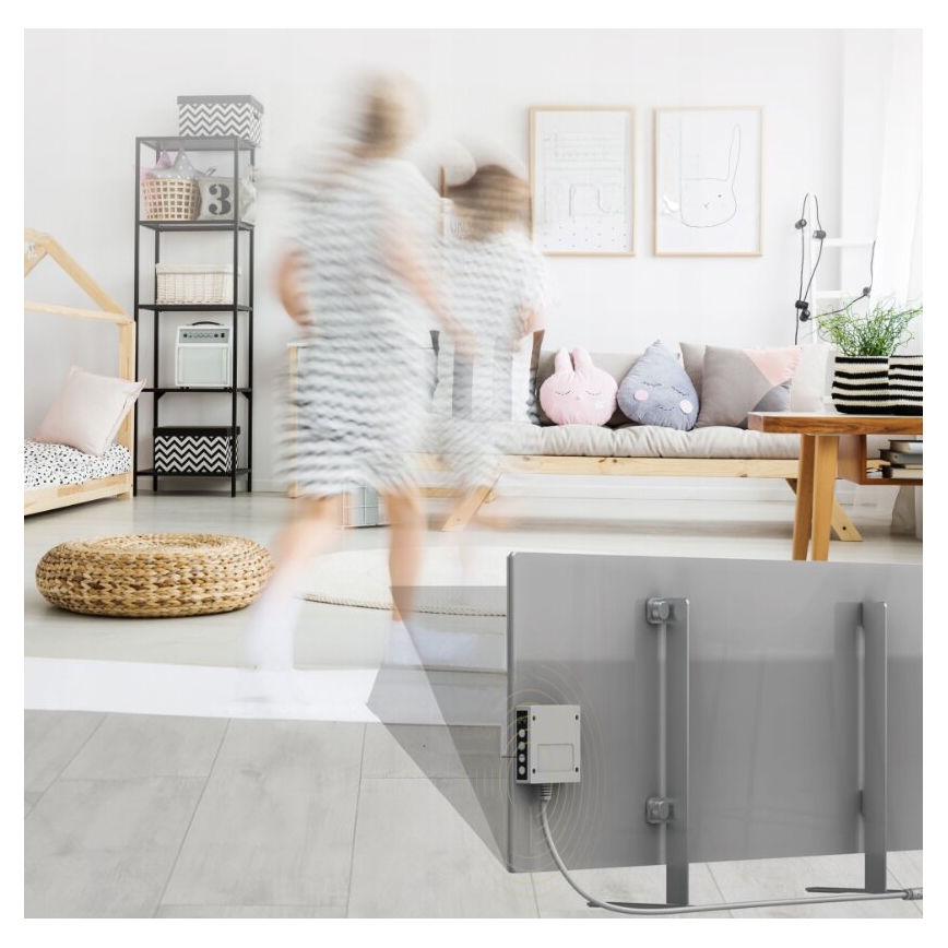 AENO - Chytrý elektrický infrapanel s LED displejem 700W časovač/termostat IP44 Wi-fi šedá