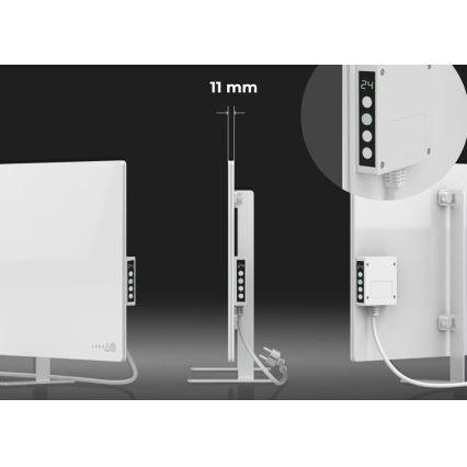 AENO - Chytrý elektrický infrapanel s LED displejem 700W časovač/termostat IP44 Wi-fi bílá