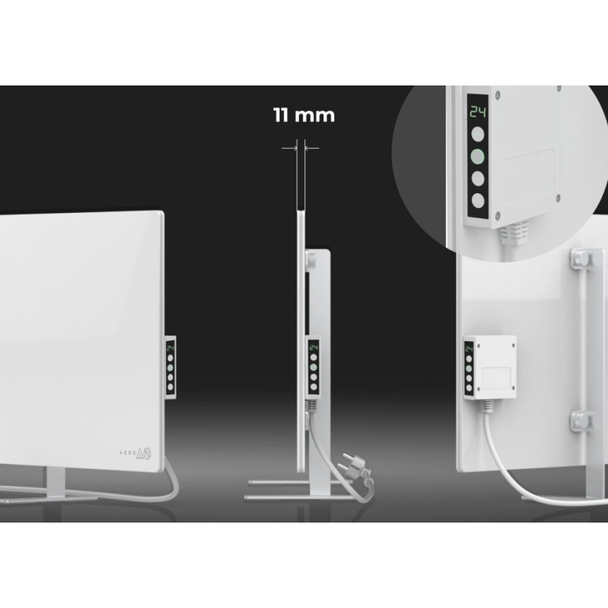 AENO - Chytrý elektrický infrapanel s LED displejem 700W časovač/termostat IP44 Wi-fi bílá