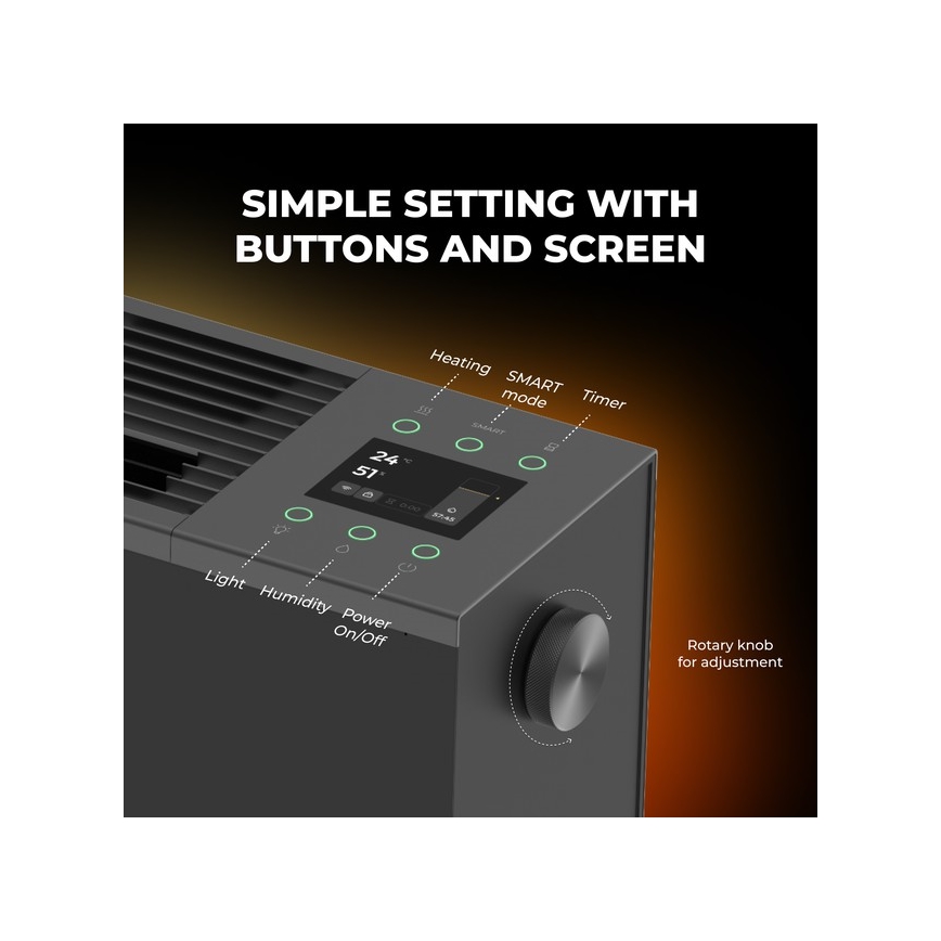 AENO - Chytrý elektrický přímotop/konketor 1000/2000W černá