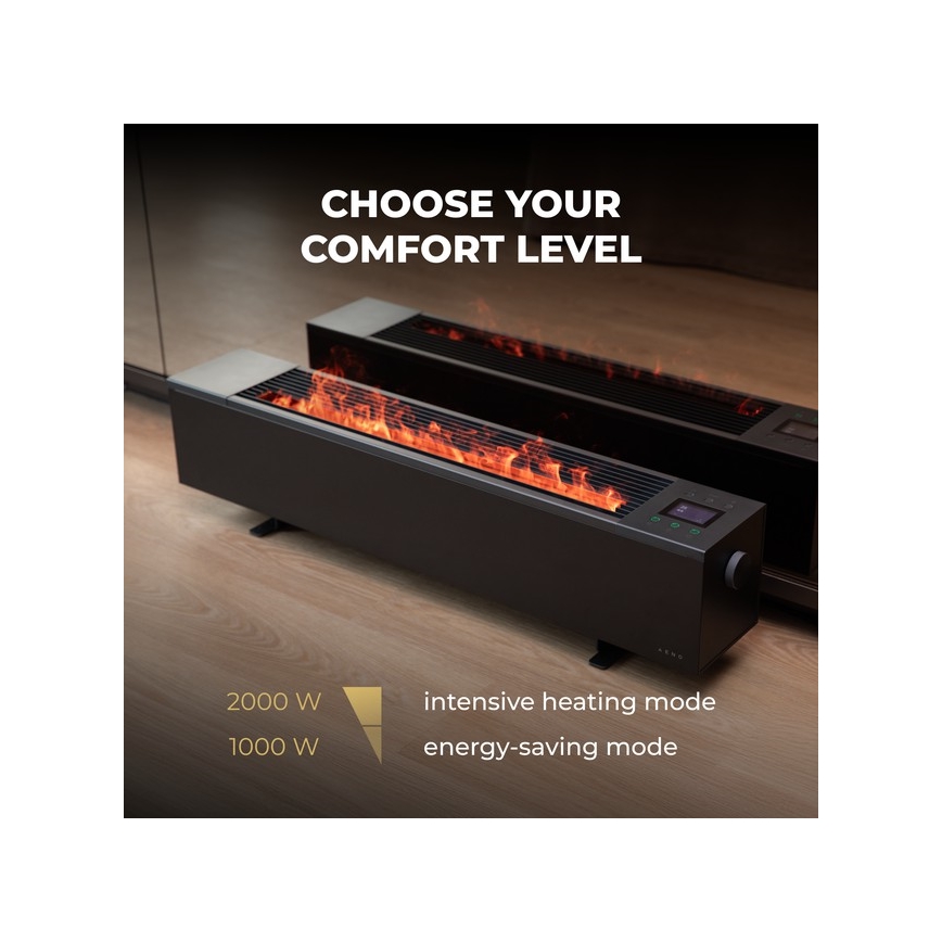 AENO - Chytrý elektrický přímotop/konketor 1000/2000W černá