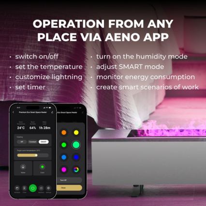 AENO - Chytrý elektrický přímotop/konvektor 1000/2000W bílá