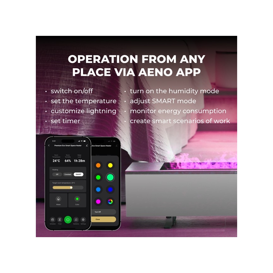 AENO - Chytrý elektrický přímotop/konvektor 1000/2000W bílá