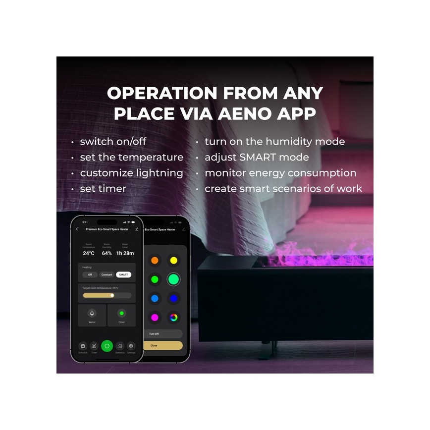 AENO - Chytrý elektrický přímotop/konvektor 1000/2000W černá