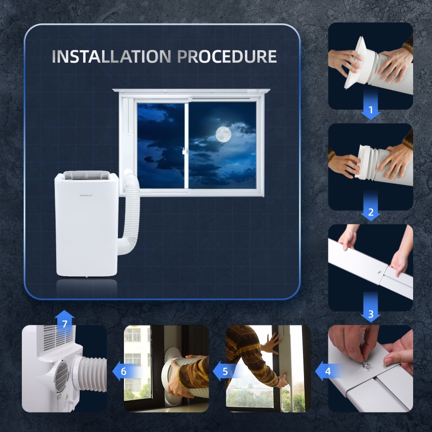 Aigostar - Chytrá mobilní klimatizace 1337W/230V 12000 BTU Wi-Fi bílá + dálkové ovládání