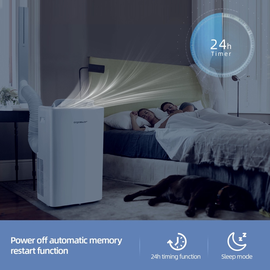 Aigostar - Chytrá mobilní klimatizace 1337W/230V 12000 BTU Wi-Fi bílá + dálkové ovládání