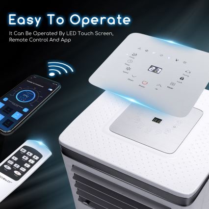 Aigostar - Chytrá mobilní klimatizace 3v1 1003W/230V 9000 BTU Wi-Fi bílá + dálkové ovládání