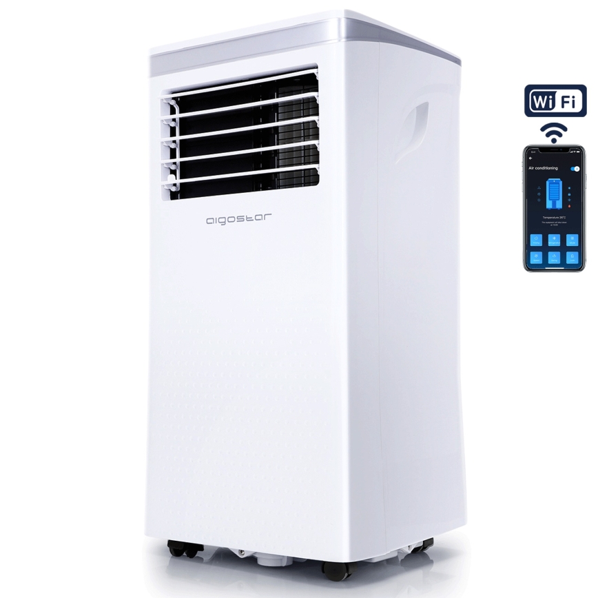 Aigostar - Chytrá mobilní klimatizace 3v1 1003W/230V 9000 BTU Wi-Fi bílá + dálkové ovládání