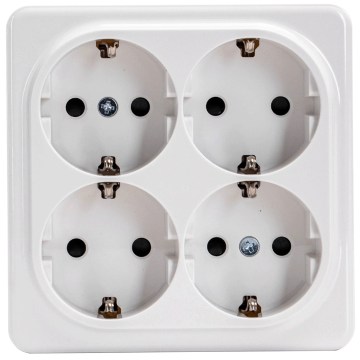 Aigostar - Čtyřnásobná nástěnná domovní zásuvka SCHUKO 250V bílá