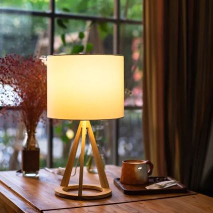 Aigostar - Dřevěná stolní lampa 1xE27/60W/230V borovice
