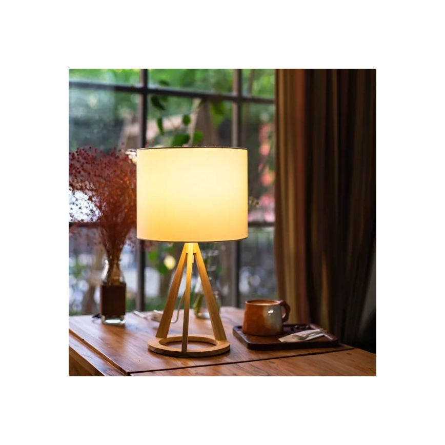 Aigostar - Dřevěná stolní lampa 1xE27/60W/230V borovice