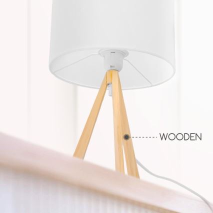 Aigostar - Dřevěná stolní lampa 1xE27/60W/230V borovice