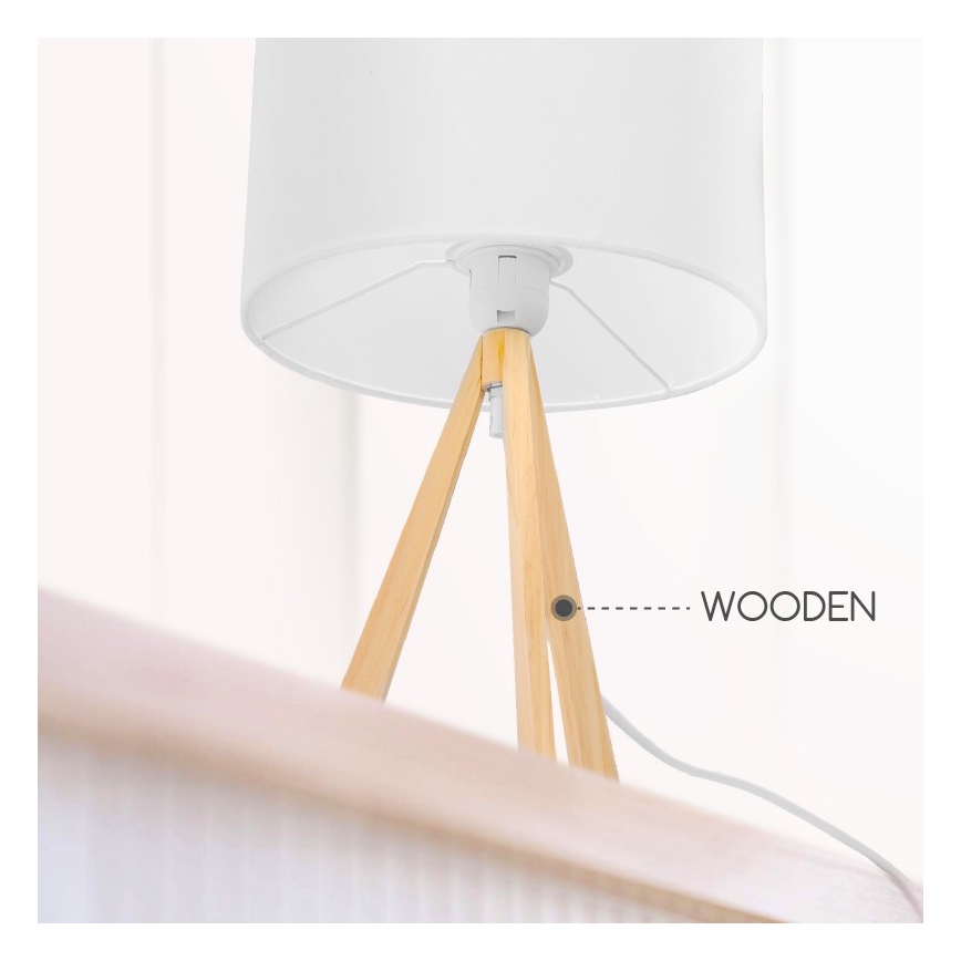 Aigostar - Dřevěná stolní lampa 1xE27/60W/230V borovice