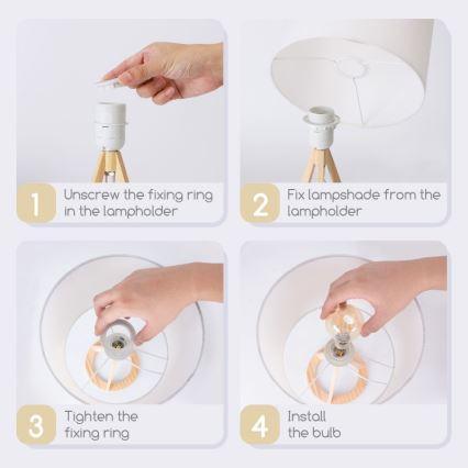 Aigostar - Dřevěná stolní lampa 1xE27/60W/230V borovice