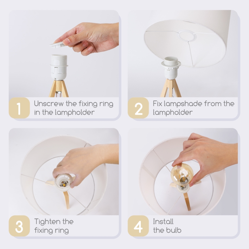 Aigostar - Dřevěná stolní lampa 1xE27/60W/230V borovice