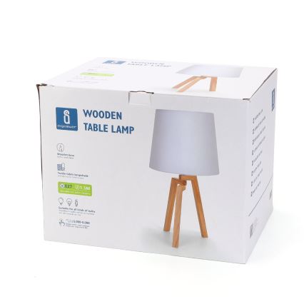 Aigostar - Dřevěná stolní lampa 1xE27/60W/230V borovice