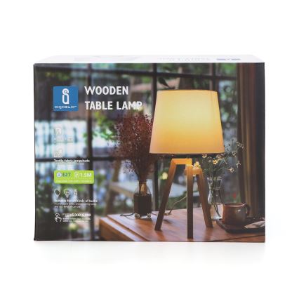 Aigostar - Dřevěná stolní lampa 1xE27/60W/230V borovice