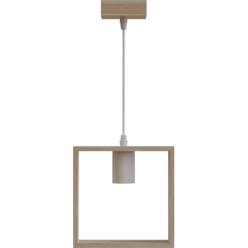 Aigostar - Dřevěný lustr na lanku 1xE27/60W/230V béžová