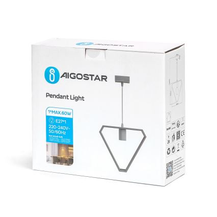 Aigostar - Dřevěný lustr na lanku 1xE27/60W/230V borovice