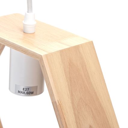 Aigostar - Dřevěný lustr na lanku 1xE27/60W/230V borovice
