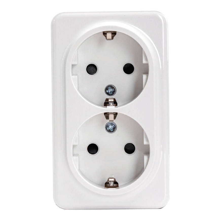 Aigostar - Dvojitá nástěnná domovní zásuvka SCHUKO 250V bílá