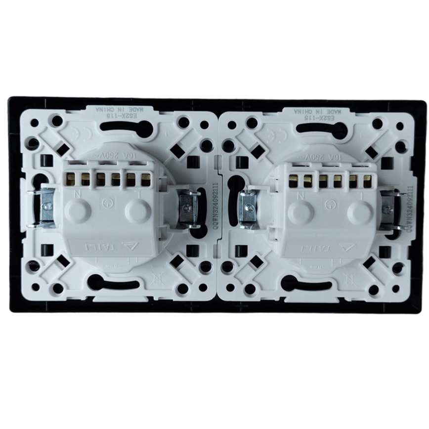 Aigostar - Dvojitá zásuvka domovní s rámečkem SCHUKO 230V/16A černá