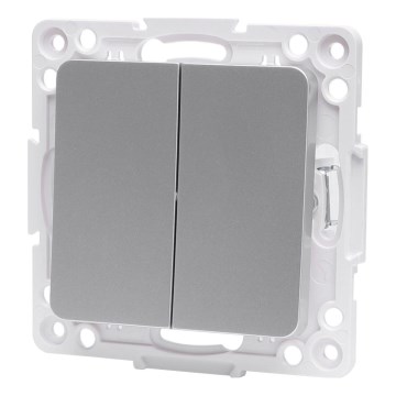 Aigostar - Dvojitý vypínač bez rámečku č. 1 stříbrná
