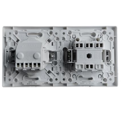 Aigostar - Dvojitý vypínač č. 1 a zásuvka SCHUKO 250V s rámečkem bílá