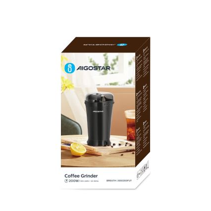 Aigostar - Elektrický mlýnek na kávu 60g 200W/230V černá