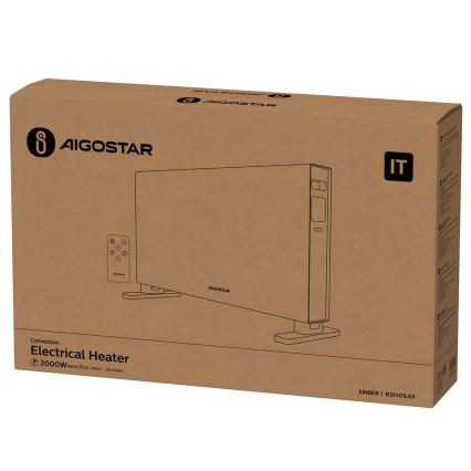 Aigostar - Elektrický přímotop/konvektor s LCD displejem ECO/1250/2000W/230V + dálkové ovládání