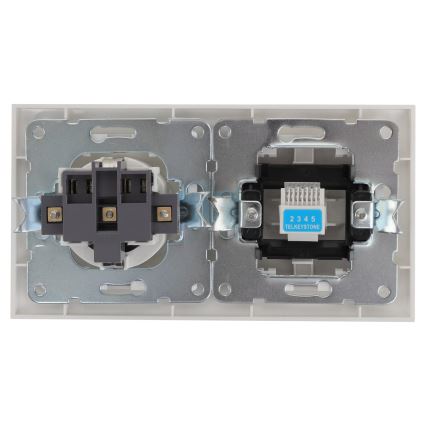 Aigostar - Ethernetová zásuvka a zásuvka SCHUKO s rámečkem bílá